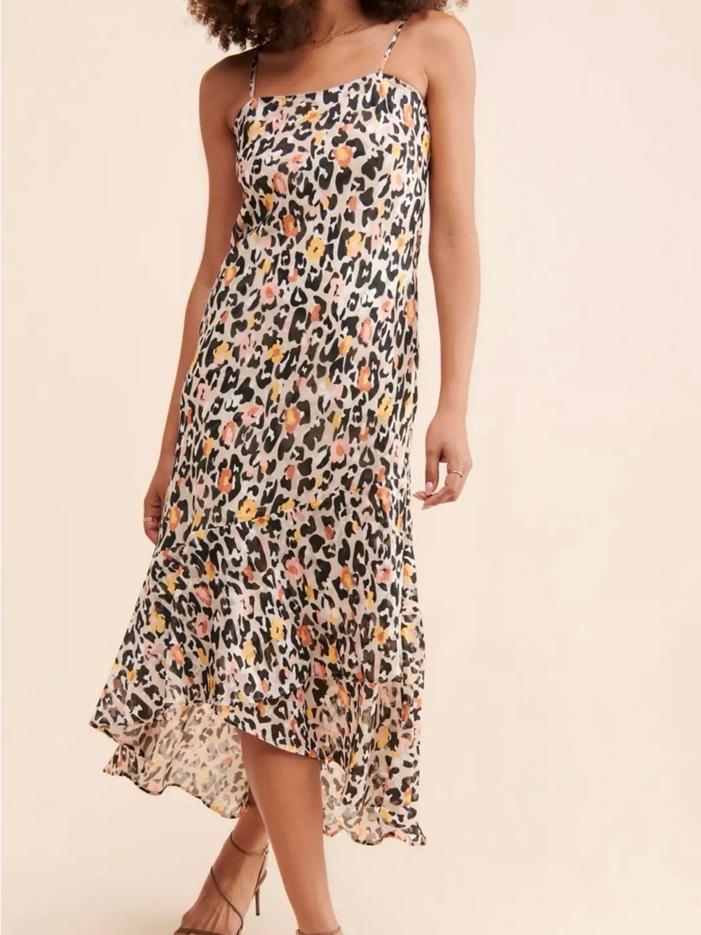 Hutch Multi-Color Leopard Print High-Low Slip Dress
